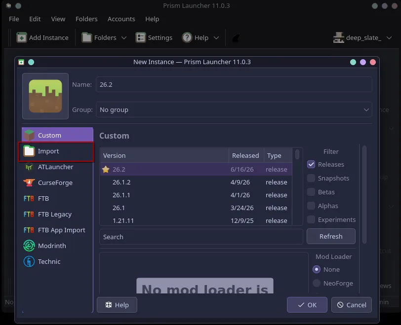 Import from .mrpack option